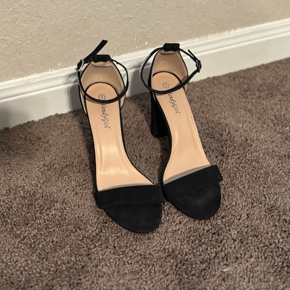 Elegant Black Ankle Strap Heels